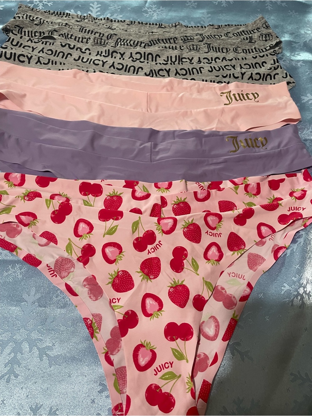 Juicy Couture Kids 4-Pack Bikini Briefs - Pink, Lavender, Gray, Light Pink
